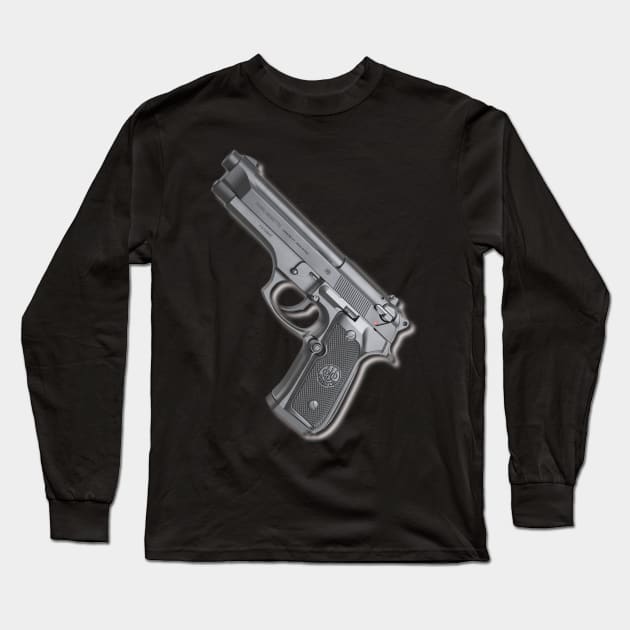 Weapons - Handgun - Beretta M92 - 41201 Long Sleeve T-Shirt by Semenov